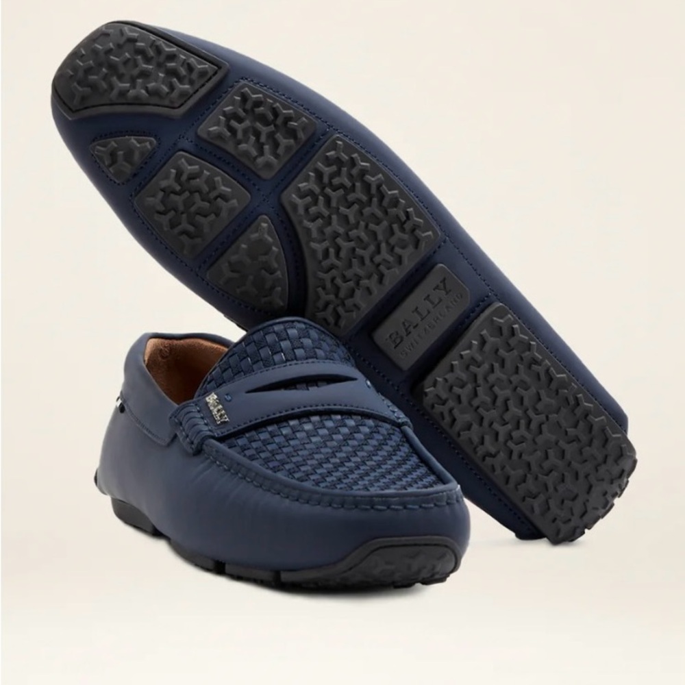 Bally Men's Navy Slip-On Loafers